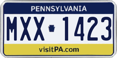 PA license plate MXX1423