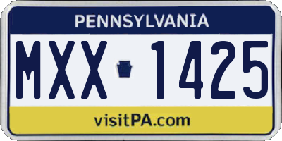 PA license plate MXX1425