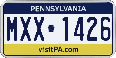 PA license plate MXX1426