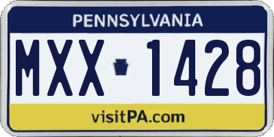 PA license plate MXX1428