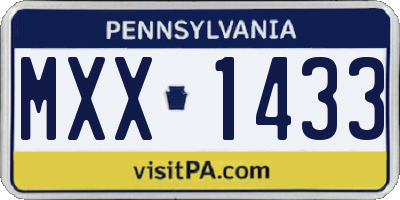 PA license plate MXX1433