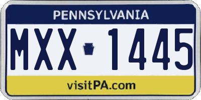PA license plate MXX1445