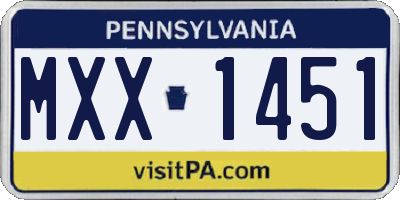 PA license plate MXX1451