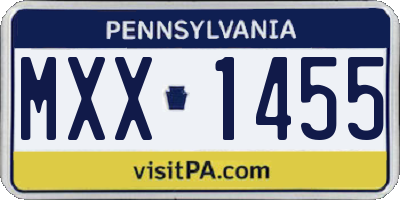PA license plate MXX1455