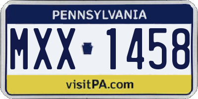 PA license plate MXX1458