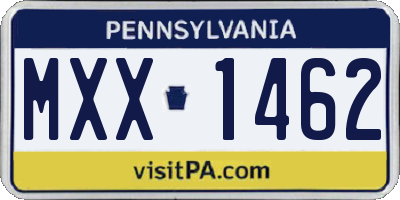 PA license plate MXX1462