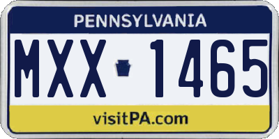 PA license plate MXX1465