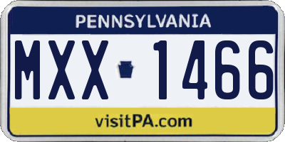 PA license plate MXX1466