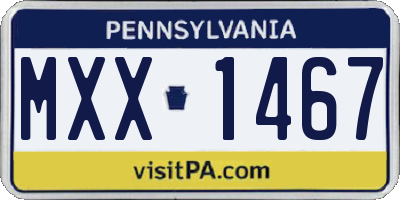PA license plate MXX1467