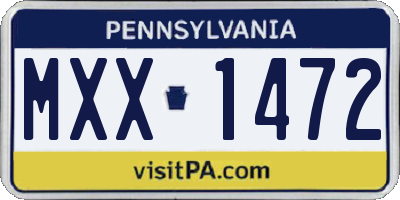 PA license plate MXX1472