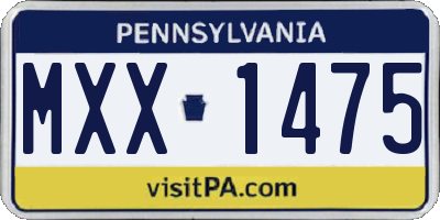 PA license plate MXX1475