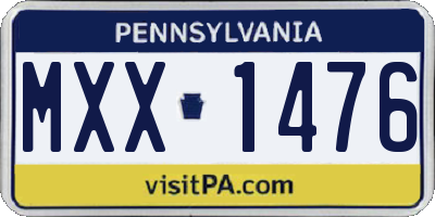 PA license plate MXX1476