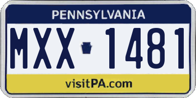 PA license plate MXX1481