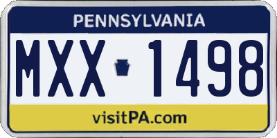 PA license plate MXX1498