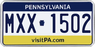 PA license plate MXX1502
