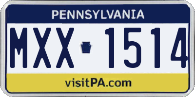 PA license plate MXX1514