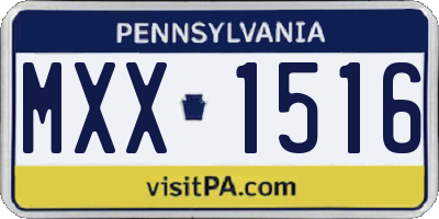 PA license plate MXX1516