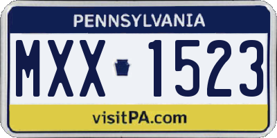 PA license plate MXX1523