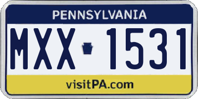 PA license plate MXX1531