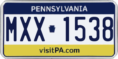 PA license plate MXX1538
