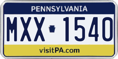 PA license plate MXX1540