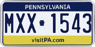 PA license plate MXX1543