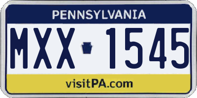 PA license plate MXX1545