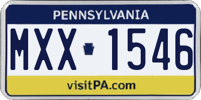 PA license plate MXX1546