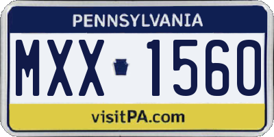 PA license plate MXX1560