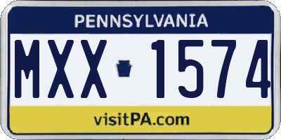 PA license plate MXX1574