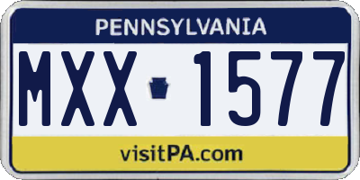 PA license plate MXX1577