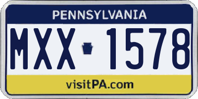 PA license plate MXX1578