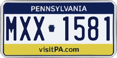 PA license plate MXX1581