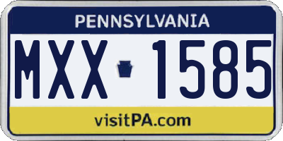 PA license plate MXX1585