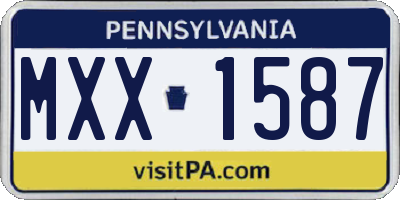 PA license plate MXX1587