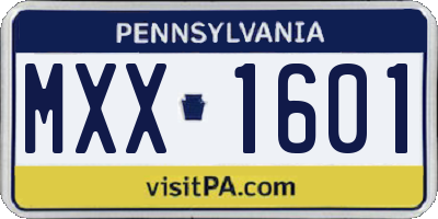 PA license plate MXX1601