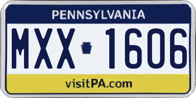 PA license plate MXX1606