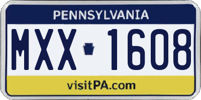 PA license plate MXX1608