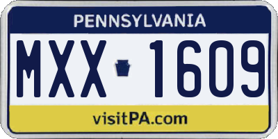 PA license plate MXX1609
