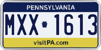 PA license plate MXX1613