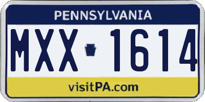 PA license plate MXX1614