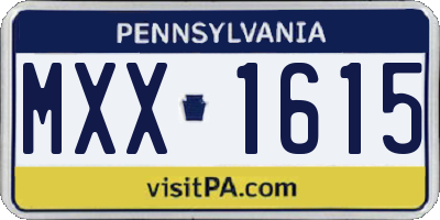 PA license plate MXX1615