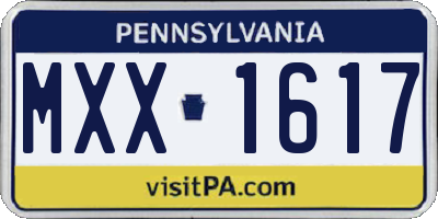 PA license plate MXX1617