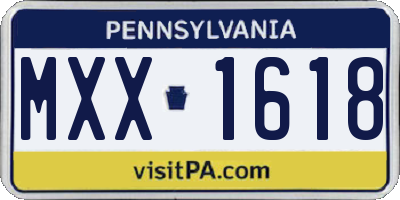 PA license plate MXX1618
