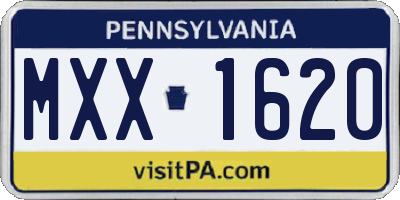 PA license plate MXX1620