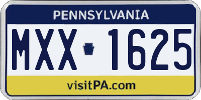 PA license plate MXX1625