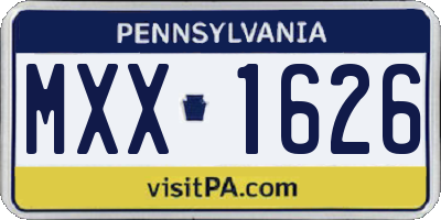 PA license plate MXX1626