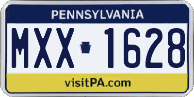 PA license plate MXX1628