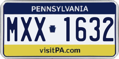 PA license plate MXX1632