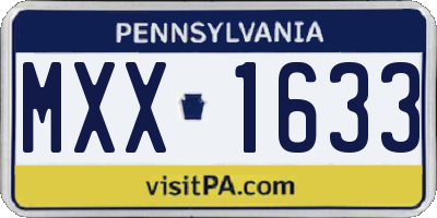 PA license plate MXX1633
